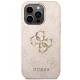 Guess 4G Metal Logo dėklas, skirtas Apple iPhone 15 Pro, rožinis