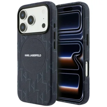 Karl Lagerfeld Monogram MagSafe dėklas iPhone 17 Pro, mėlynas