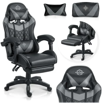 Sofotel Draknor II Gaming Chair with Footrest, Black/Grey