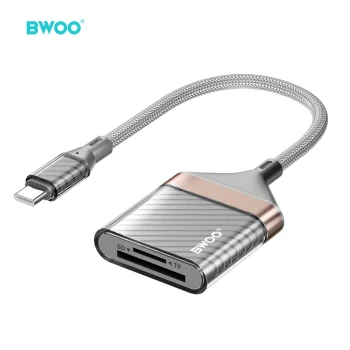 BWOO BZ64 USB-C kortelių skaitytuvas SD / TF kortelėms, pilkas