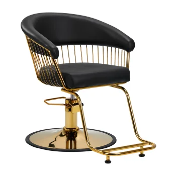 Hair System Lille Hairdressing Chair Black on Gold Base