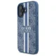 Guess iPhone 16 dėklas 4G Printed Stripes MagSafe, mėlynas