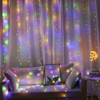 Telcon 200 LED šviesos užuolaida 3 m x 2 m, daugiaspalvė