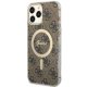 Guess dėklas iPhone 13 Pro Max telefonui 4G MagSafe, rudas