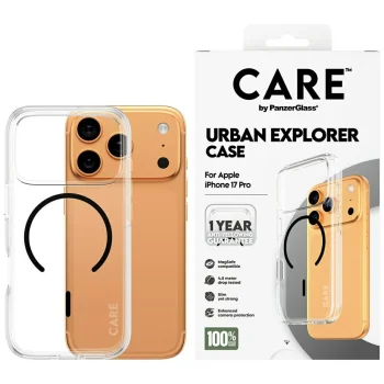 CARE by PanzerGlass Flagship Urban Explorer Case w. Black MagSafe  iPhone 17 Pro - Transparent
