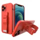iPhone 11 Pro dėklas su reguliuojama virvele ant kaklo, raudonas