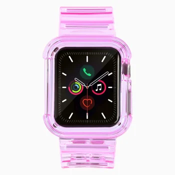 Silikoninis dirželis su dėklu Strap Light Set skirtas Apple Watch 40mm - Raudonas