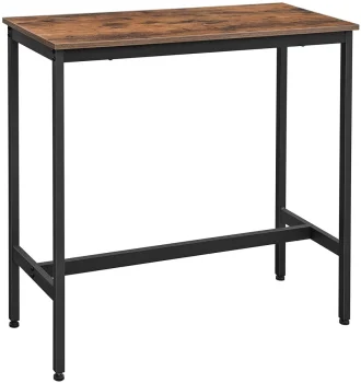 Leobert Industrial Bar Table with 2 Stools, Brown/Black