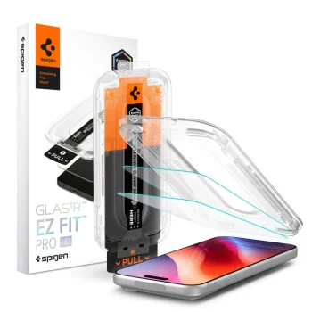 Apsauginis stiklas Spigen Glas.tR EZ Fit Pro AC skirtas iPhone 16 Pro / 17 / 17 Pro / 18 Pro, 2 vnt.