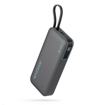 Cuktech 20000mAh Powerbank with Built-in USB-C Cable, Gray