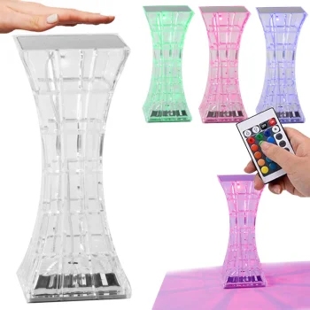Stalinis LED RGB naktinis šviestuvas su krištolo efektu ir pulteliu