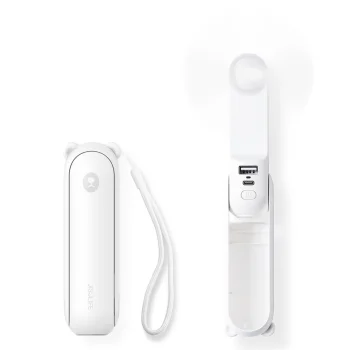 Rankinis ventiliatorius Jisulife Handheld Fan Life8 su 2000 mAh baterija ir žibintuvėliu, baltas