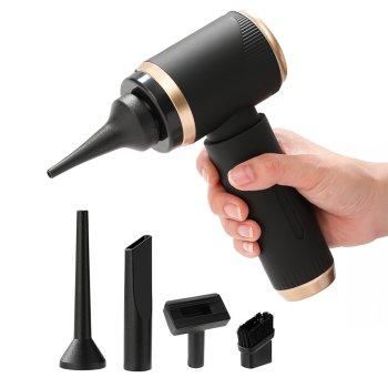 KH-128 Mini Foldable Car Vacuum Cleaner with Blower - Black