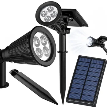 Soliarinis sodo LED prožektorius su smeigtuku 4 LED juodas