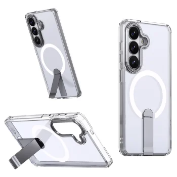 Hybrid Armor X Case for Samsung Galaxy S26 with Stand and MagSafe, Transparent
