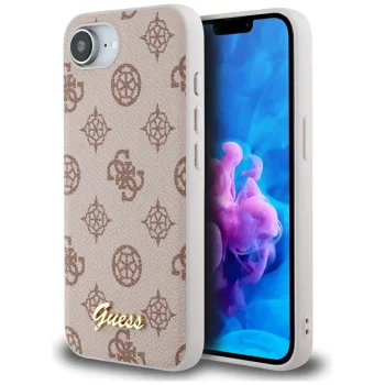 Guess Peony Script Logo MagSafe dėklas iPhone 16e, rudas