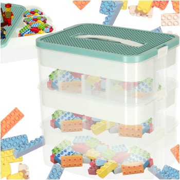 3-Tier Stackable Storage Organizer for Building Blocks & Toys with Dividers