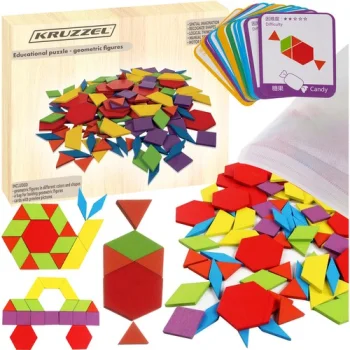 Medinė edukacinė dėlionė Geometrinės figūros, 155 vnt.