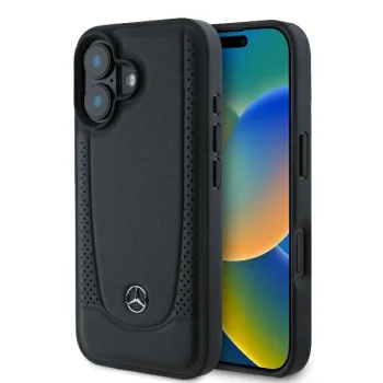 Mercedes-Benz Leather Urban dėklas skirtas iPhone 16 Plus, juodas