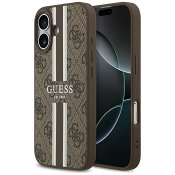 Guess 4G Printed Stripes MagSafe dėklas, skirtas iPhone 17, rudas