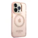 Guess dėklas iPhone 14 Pro Gold Outline MagSafe, rausvojo aukso spalvos