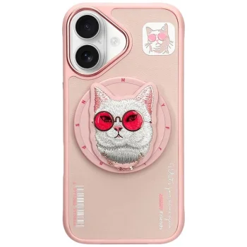 „Nimmy Glasses Cool Cat MagSafe“ dėklas „iPhone 16“ telefonui, rožinis