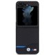 BMW dėklas Samsung Galaxy Z Flip 5 telefonui Leather Carbon, juodas