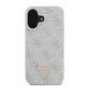 Guess iPhone 16 dėklas Leather Metal Logo Strass Crossbody, rožinis