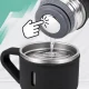 Termosas 500 ml su 3 puodeliais, nerūdijančio plieno termo rinkinys, juodas