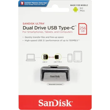 USB atmintinė SanDisk Ultra Dual Drive 256 GB USB-C ir USB-A SDDDC2-256G-G46