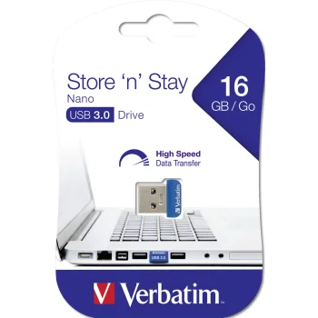 USB atmintinė Verbatim Store 'n' Stay Nano 16GB USB 3.0 98709, mėlyna