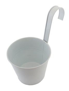 Practical 16cm Balcony Flower Pot with Handle, White