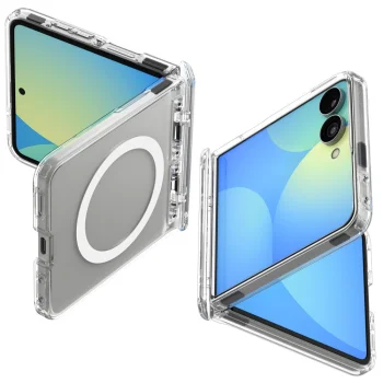 Spigen Ultra Hybrid Pro MagSafe dėklas telefonui Samsung Galaxy Z Flip 8, skaidrus/baltas