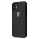 Ferrari iPhone 12 mini dėklas On Track Real Carbon, juodas