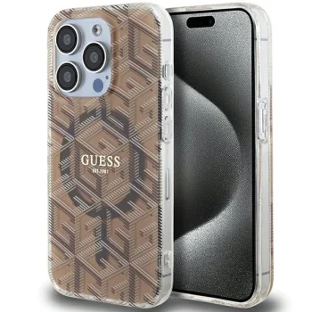Guess IML GCube MagSafe dėklas iPhone 15 Pro Max, rudas