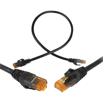 LTC CAT6e UTP RJ45 tinklo kabelis 0.5m, juodas