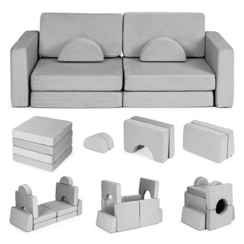 Modulinė vaikiška sofa Ecotoys TMSRT-15, 10 dalių, pilka