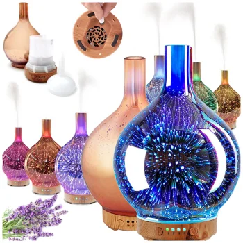 Oro drėkintuvas ir kvapų difuzorius su 3D RGB naktine lempute, 120ml