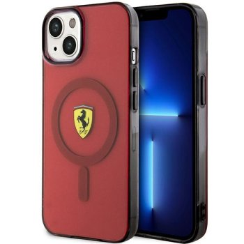 Ferrari dėklas iPhone 14 telefonui su MagSafe, pusiau skaidrus, raudonas