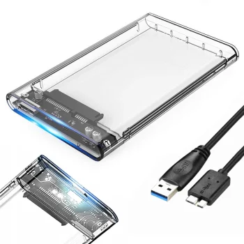 Skaidrus 2.5" HDD/SSD išorinio disko dėklas, USB 3.0, SATA