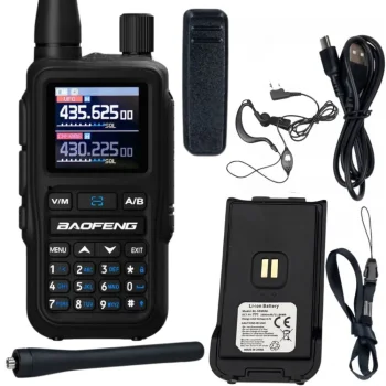 Nešiojamoji radijo stotelė Baofeng UV-5R MINI, 5W, iki 20 km, 1600 mAh, Bluetooth, USB-C, juoda
