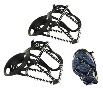 Anti-Slip Shoe Covers with Steel Chains, Size 38-45, Black