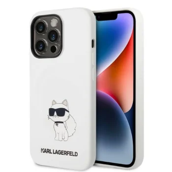 Karl Lagerfeld dėklas iPhone 14 Pro, Silicone Choupette MagSafe, baltas