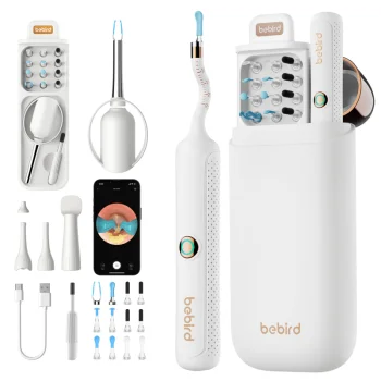 Ausų valymo prietaisas ir otoskopas Bebird EarSight Plus R37R su HD kamera, baltas