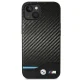 BMW dėklas iPhone 14 Plus telefonui Leather Carbon, juodas