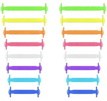 No-Tie Silicone Shoelaces Rainbow, 16 pcs