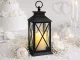 Dekoratyvinis LED žibintas su žvake su baterijomis, 28 x 14 x 14 cm, juodas
