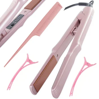Ceramic hair straightener with 5 temperature settings 60W, portable, pink