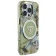 Guess Glitter Flowers Triangle Buttons MagSafe dėklas iPhone 16 Pro Max, žalias