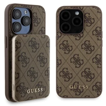 Guess dėklas ir 5000mAh MagSafe išorinė baterija iPhone 15 Pro Max, rudas